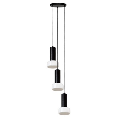 Светильник подвесной каскадный Fungus, Ø15х25 см, 3 плафона, белый/черный