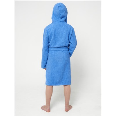Халат детский махровый с капюшоном синий