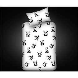 100x200 см. 1 сп. Простынь на Резинке с Наволочкой Бязь Поликоттон B&W Panda
