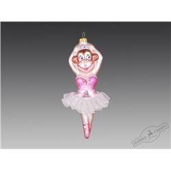 Мартышка-балерина в розовом платье (стекло) П/У, 8х7х16,5 см