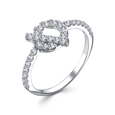 Кольцо с фианитом родированное серебро 925*