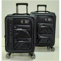 Чемодан (комплект из 2-х) , текстиль,  50159-2 18/20 дюйм Темно-серый