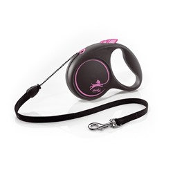 Рулетка Flexi Black Design M (до 20 кг) 5 м трос, черный/розовый