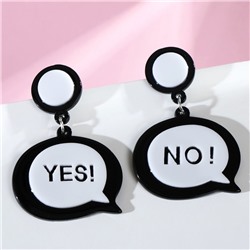 Серьги акриловые «Окно диалога» YES! NO!, цвет чёрно-белый