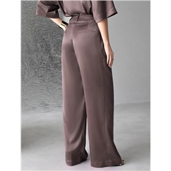 Брюки палаццо широкие из струящегося сатина