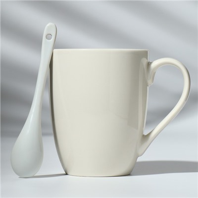 Кружка с ложкой керамическая Дорого внимание «Начни день с улыбки», 310 мл