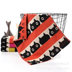 Zhiyang's new Aiwei bamboo cotton small black cat gauze square towel, soft breathable and absorbent kitchen hanging towel, factory price wholesale