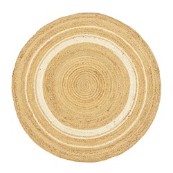 Ковер из джута круглый с вставками белого цвета из коллекции Ethnic, 90см