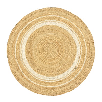 Ковер из джута круглый с вставками белого цвета из коллекции Ethnic, 90см