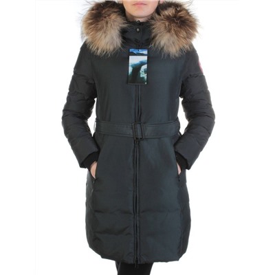 YW-17013 DK. GRAY Пальто женское зимнее (био-пух, натуральный мех лисицы)