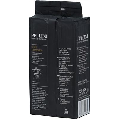 Pellini. Cremoso n°20 (молотый) 250 гр. мягкая упаковка