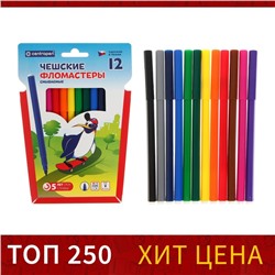 Фломастеры 12 цветов Centropen 7790 «Пингвины» 1.8 мм, линия 1.0 мм