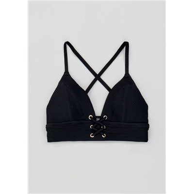 Eyelet Ribbed Triangle Bikini Top