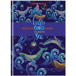 Скетчбук 100л., А5 7БЦ BG "Hello sea", матовая ламинация, 100г/м2