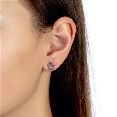 Серьги с фианитом родированные серебро 925*