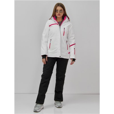 Горнолыжная куртка женская зимняя белого цвета 7091Bl