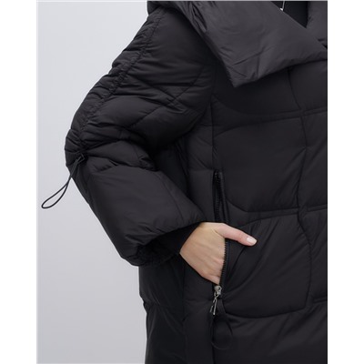 Куртка зимняя женская с большим капюшоном модная черного цвета 7739Ch