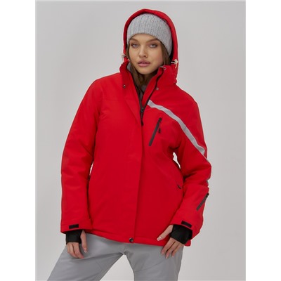 Горнолыжная куртка женская зимняя красного цвета 7017Kr