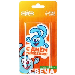 Свеча в торт "С Днем Рождения!", Смешарики, 4,9х6,9 см