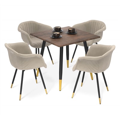 Обеденная группа SHT-DS319
                        палисандр / ванильный крем / черный муар / золото