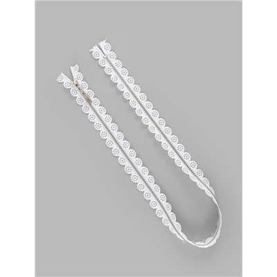 Молния металлическая, №3, неразъёмная, замок автомат, 60 см, белая, никель