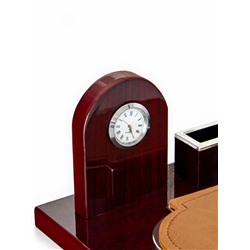 Набор настольный 5в1 с визитницей и часами, вишня 34х20х13 см