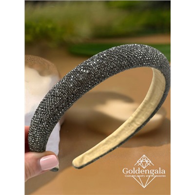 Ободок для волос со стразами объемный Арт ОБ6/002