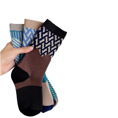 Cotton retro demi-season Japanese knee socks, internet celebrity, mid-length