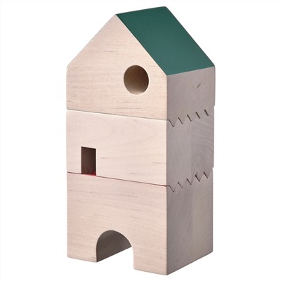 FÄLTLÖNN, Dekoration Haus 3er-Set, Massivholz/bunt
