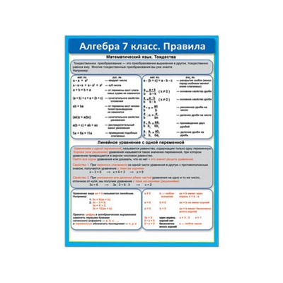 39315 Алгебра 7 класс. Правила  155*210