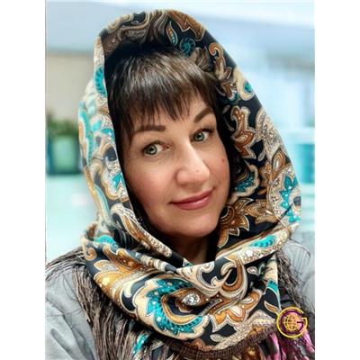 Косынка теплая на флисовой подкладке с бахромой Арт 2347/8