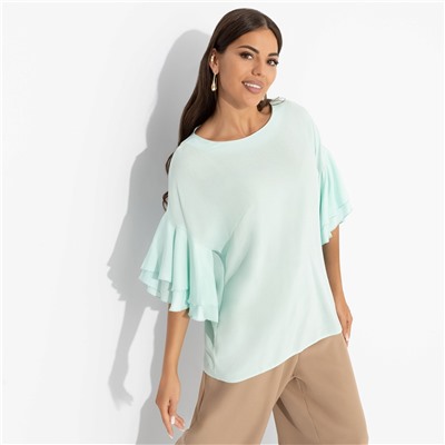 Блуза из вискозы с воланами, Молниеносная влюбленность (mint)