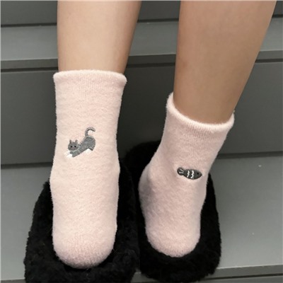 Demi-season velvet embroidery, brand keep warm cute knee socks for pregnant, with embroidery, internet celebrity