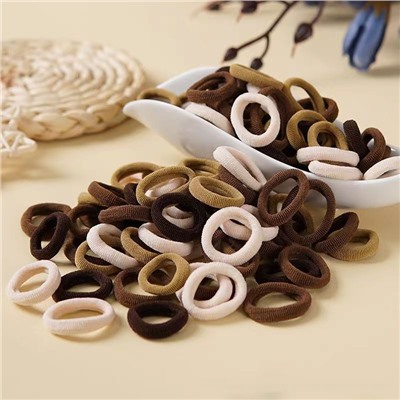 Набор резиночек для волос 100 шт. в косметичке с Птичкой, диаметр 2 см. ЧЕРНЫЕ+КОРИЧНЕВЫЕ