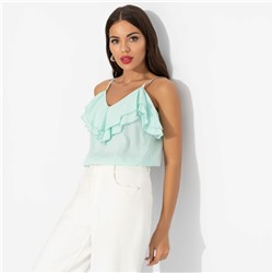 Топ из вискозы с воланами, Смотри не засмотрись (мятный)