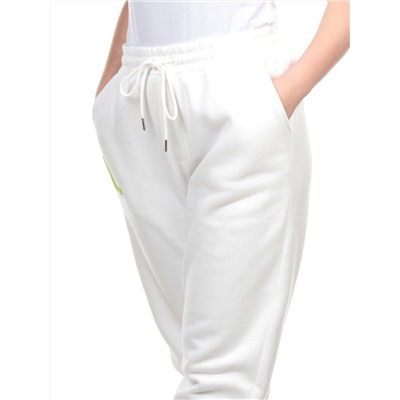 M041 WHITE Брюки спортивные женские на флисе (100% хлопок) 7986
