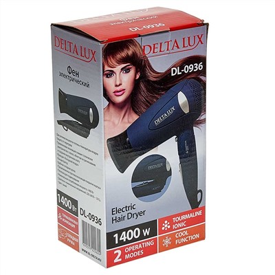 Фен 1400 Вт DELTA LUX DL-0936 синий