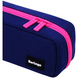 Пенал-футляр корпусный, 210*70*50 Berlingo "Navy pink", полиэстер, 3 внутренних отделения