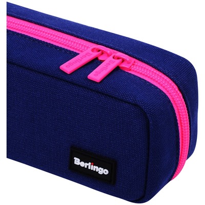 Пенал-футляр корпусный, 210*70*50 Berlingo "Navy pink", полиэстер, 3 внутренних отделения