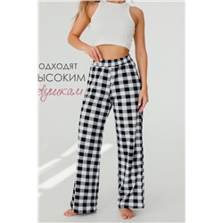 Брюки палаццо домашние широкие красная клетка