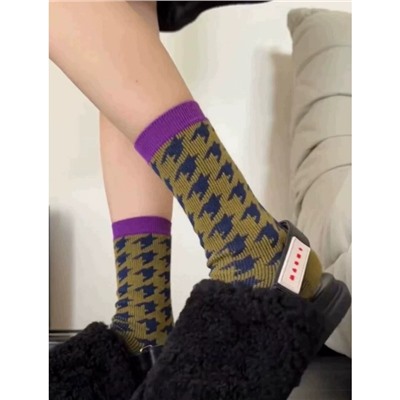 Retro small design knee socks, mid-length