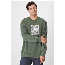Bluza męska z efektem sprania kolor zielony