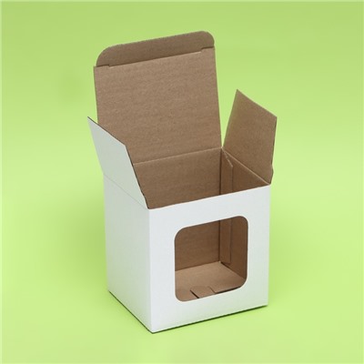 Коробка под кружку, с окном, белая 12×9.5×12 см