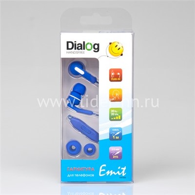 Наушники DIALOG ES-F15 микрофон, кнопка ответа вызова (синие)