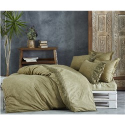 2 сп. Евро Комплект Постельного Белья Cotton Saten Leila Yeşil - EcoCotton