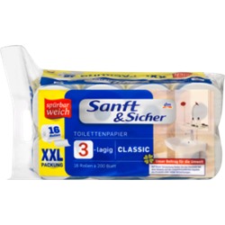 Sanft&Sicher Туалетная бумага 3-lagig, 20x200 Blatt, 3200 листов