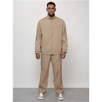 Спортивный костюм мужской модный бежевого цвета 15020B