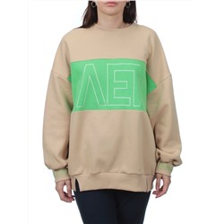 2813 BEIGE/GREEN Толстовка женская (95% хлопок, 5% спандекс)