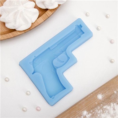 Молд для заливки «Пистолет», силикон, 11×7.5×1 см, розовый