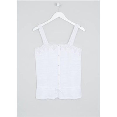 Lace Strap Button Vest Top